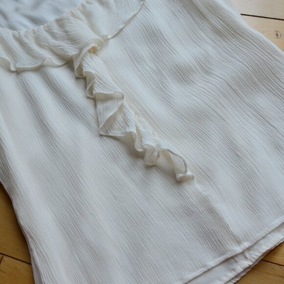 St. John Ruffle Front Silk Top Size P XS Offwhite Women - Picture 5 of 11